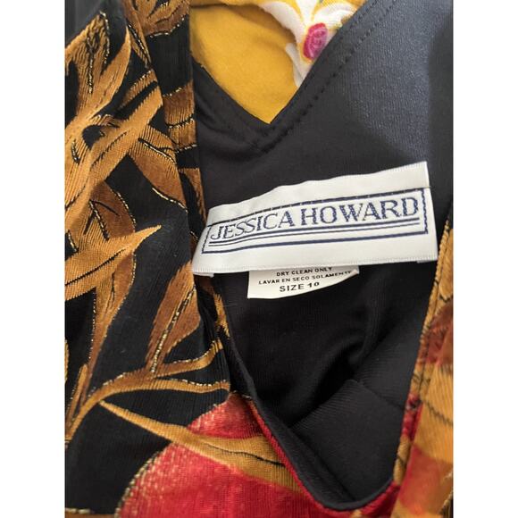 Jessica Howard Vtg Womens 10 Halter Long Dress Sheath Black Floral Whimsigoth - Picture 7 of 9